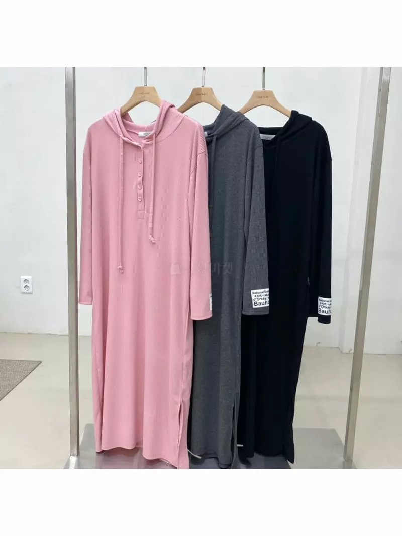 Oneway - Korean Women Fashion - #vintageinspired - Rib Hoody One-piece - 3