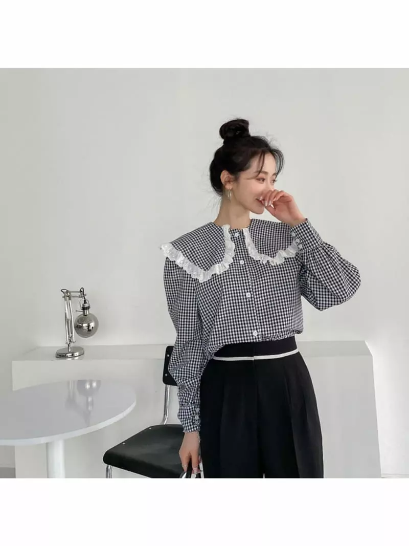 Oneway - Korean Women Fashion - #vintageinspired - Big collar Blouse
