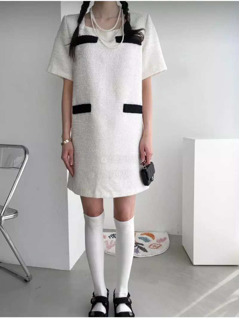 Oneway - Korean Women Fashion - #momslook - Sasa Tweed One-piece - 4