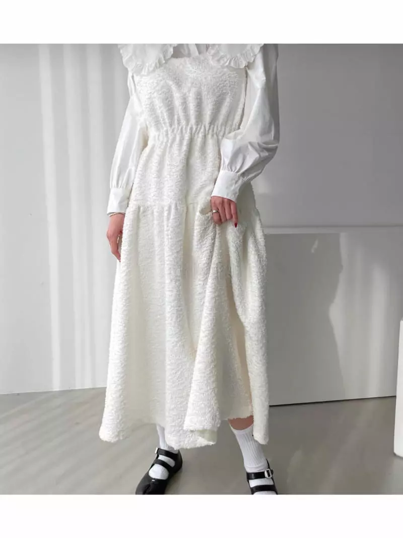 Oneway - Korean Women Fashion - #womensfashion - Tweed Sleeveless Banding One-piece - 3