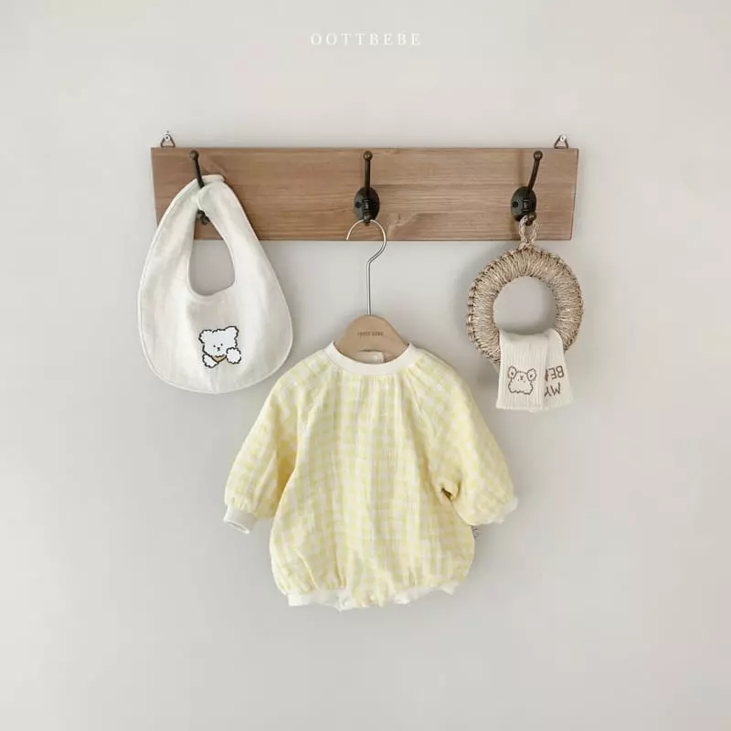 Oott Bebe - Korean Baby Fashion - #babyboutique - Check Slub Bodysuit - 5