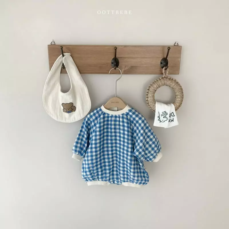 Oott Bebe - Korean Baby Fashion - #babyclothing - Check Slub Bodysuit - 7