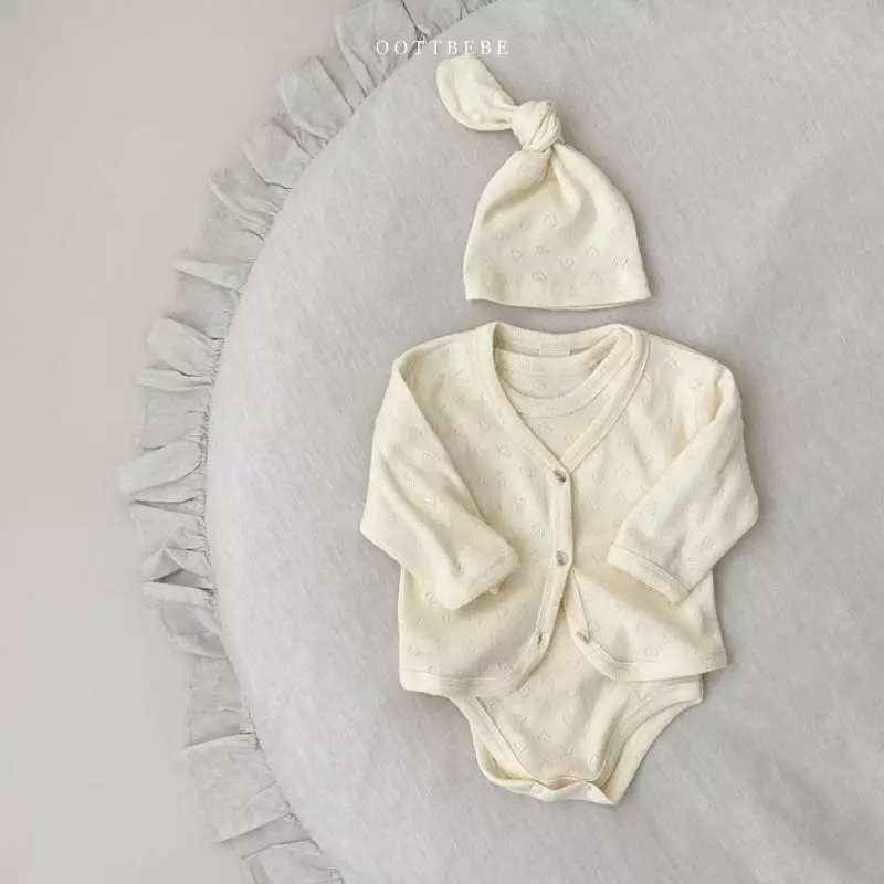 Oott Bebe - Korean Baby Fashion - #babyclothing - Lovely Romper with Cardigan & Bonnet - 2