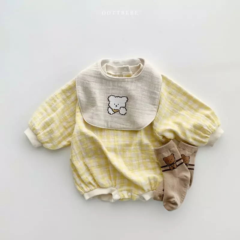 Oott Bebe - Korean Baby Fashion - #babyfashion - Check Slub Bodysuit - 8