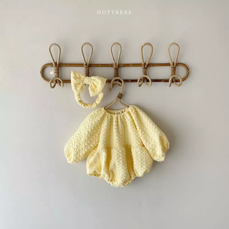 Oott Bebe - Korean Baby Fashion - #babyfashion - Cabbage Bodysuit with Hairband