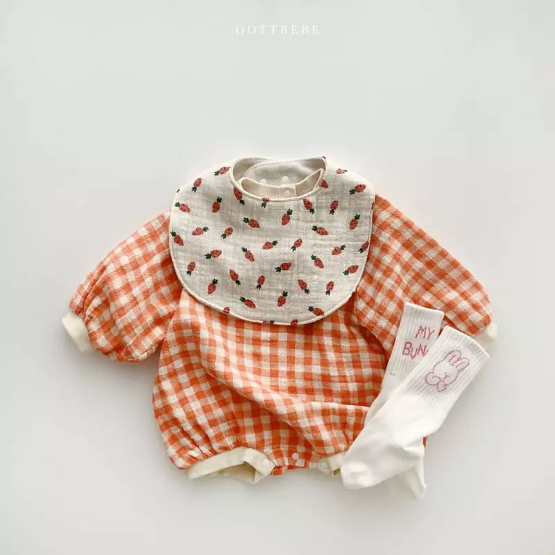 Oott Bebe - Korean Baby Fashion - #babyfever - Check Slub Bodysuit - 9