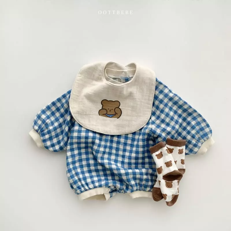 Oott Bebe - Korean Baby Fashion - #babygirlfashion - Check Slub Bodysuit - 10