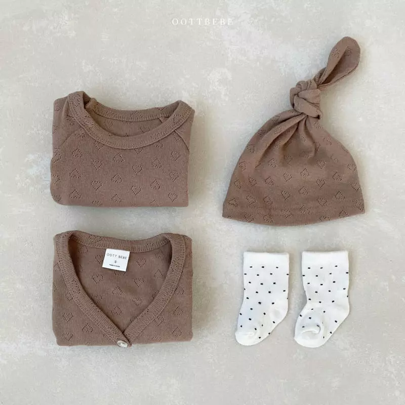 Oott Bebe - Korean Baby Fashion - #babylifestyle - Lovely Romper with Cardigan & Bonnet - 6