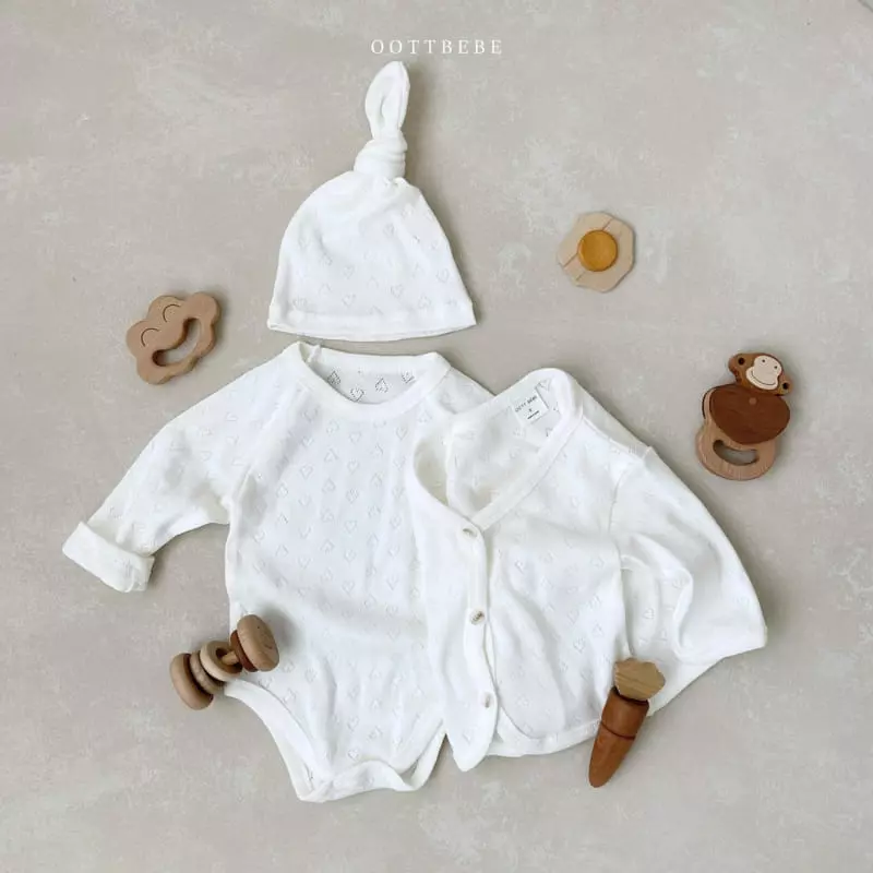 Oott Bebe - Korean Baby Fashion - #babyoninstagram - Lovely Romper with Cardigan & Bonnet - 7