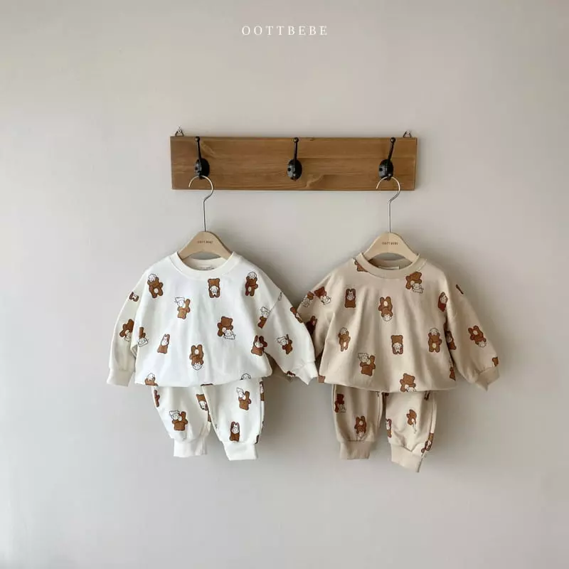 Oott Bebe - Korean Baby Fashion - #babyoninstagram - Oott Bear Top Bottom Set - 5