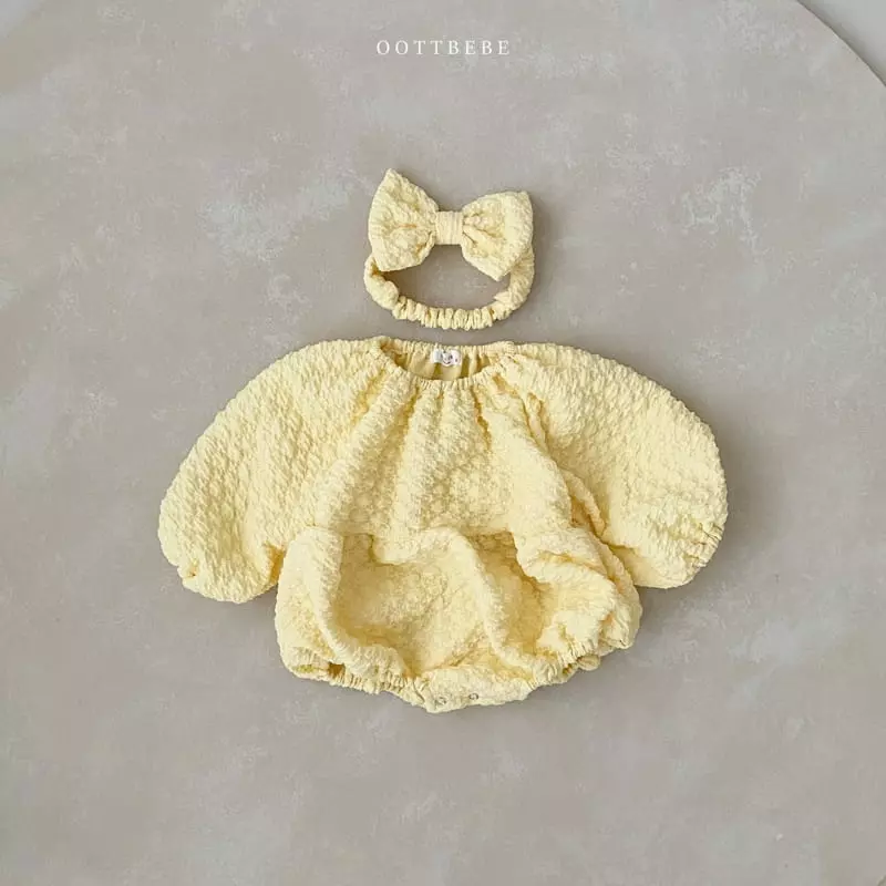 Oott Bebe - Korean Baby Fashion - #babyootd - Cabbage Bodysuit with Hairband - 6