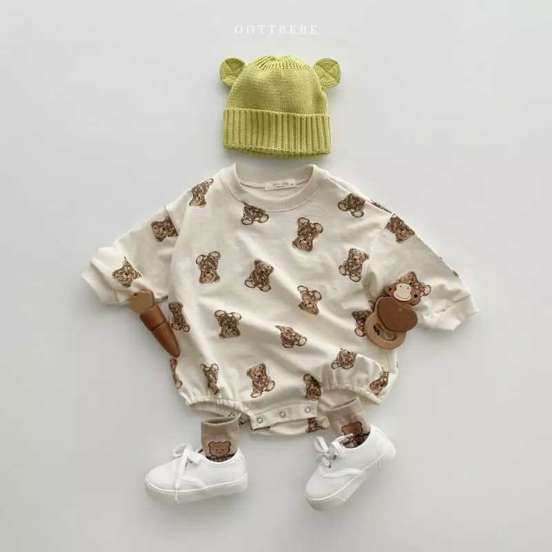 Oott Bebe - Korean Baby Fashion - #babyootd - Cookie Bear Romper - 3