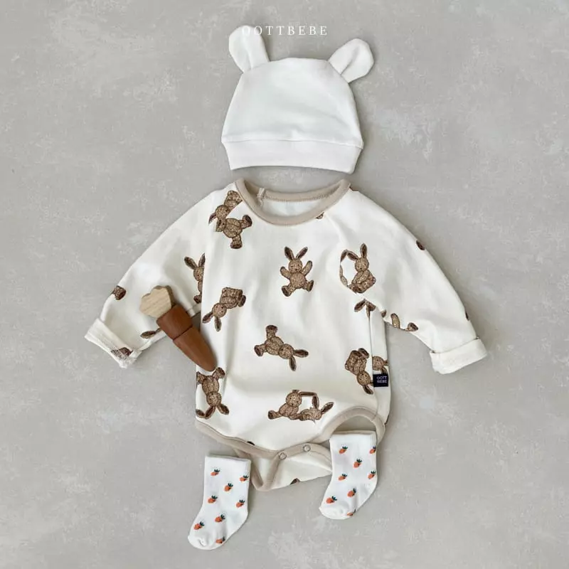 Oott Bebe - Korean Baby Fashion - #babyootd - Rabbit Bear Romper - 2