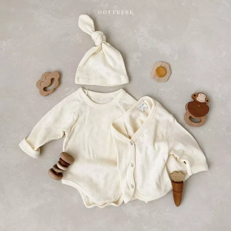 Oott Bebe - Korean Baby Fashion - #babyootd - Lovely Romper with Cardigan & Bonnet - 8
