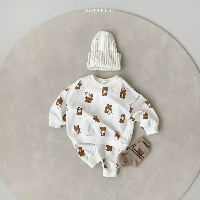 Oott Bebe - Korean Baby Fashion - #babyootd - Oott Bear Top Bottom Set - 6