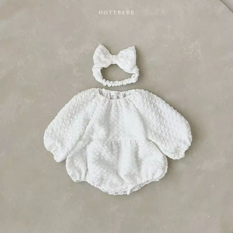 Oott Bebe - Korean Baby Fashion - #babyoutfit - Cabbage Bodysuit with Hairband - 7