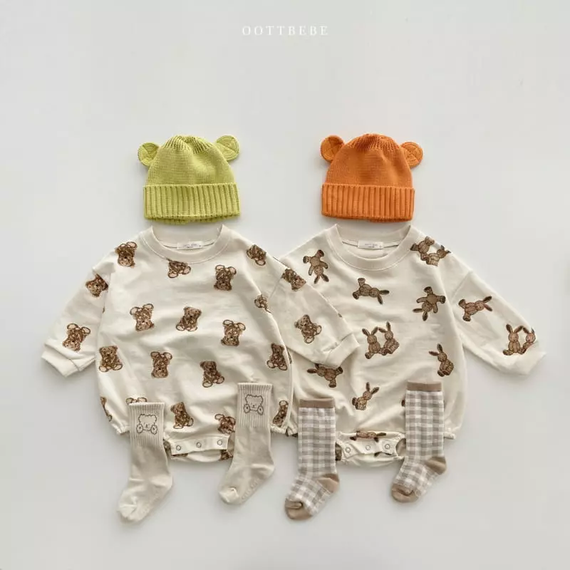 Oott Bebe - Korean Baby Fashion - #babyoutfit - Cookie Bear Romper - 5