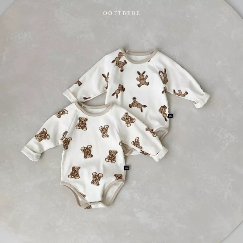 Oott Bebe - Korean Baby Fashion - #babyoutfit - Rabbit Bear Romper - 3