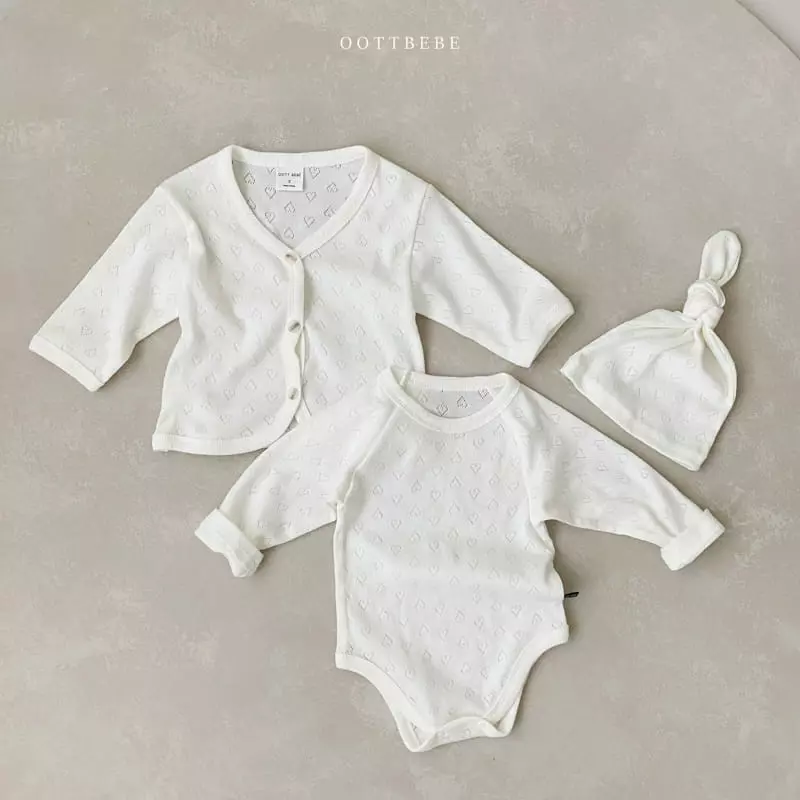 Oott Bebe - Korean Baby Fashion - #babyoutfit - Lovely Romper with Cardigan & Bonnet - 10