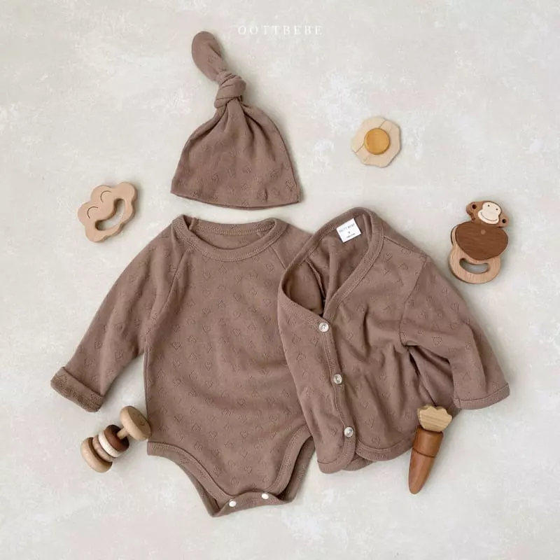 Oott Bebe - Korean Baby Fashion - #babyoutfit - Lovely Romper with Cardigan & Bonnet - 9