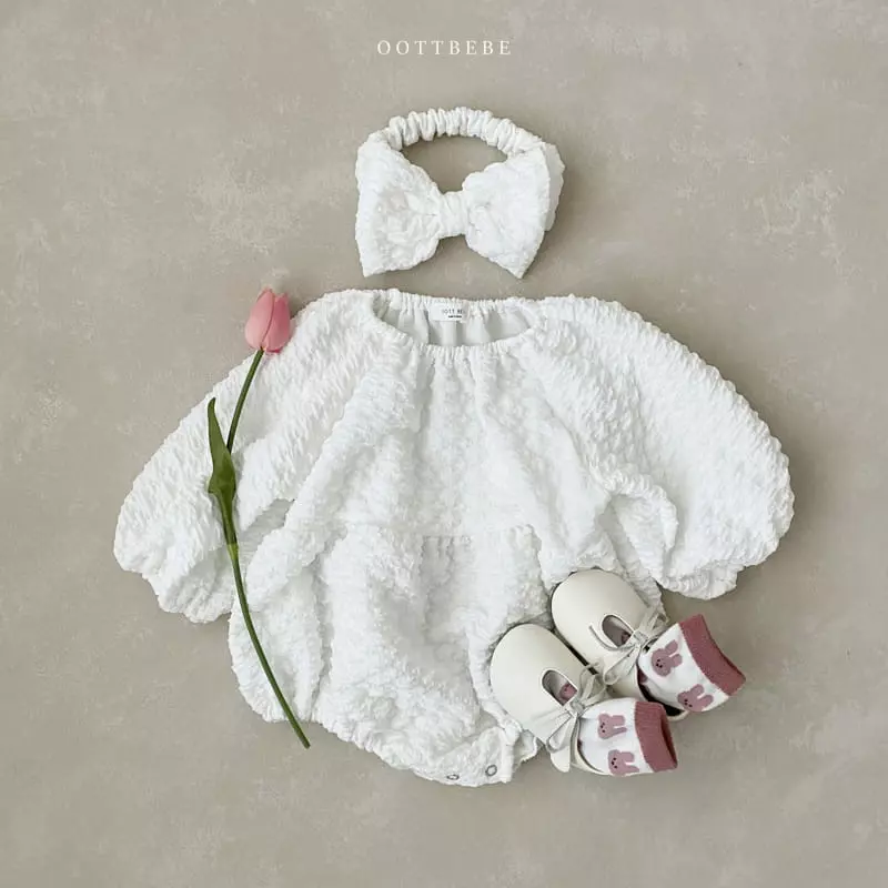 Oott Bebe - Korean Baby Fashion - #babywear - Cabbage Bodysuit with Hairband - 9