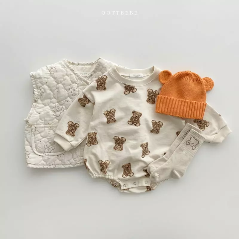 Oott Bebe - Korean Baby Fashion - #babywear - Cookie Bear Romper - 6