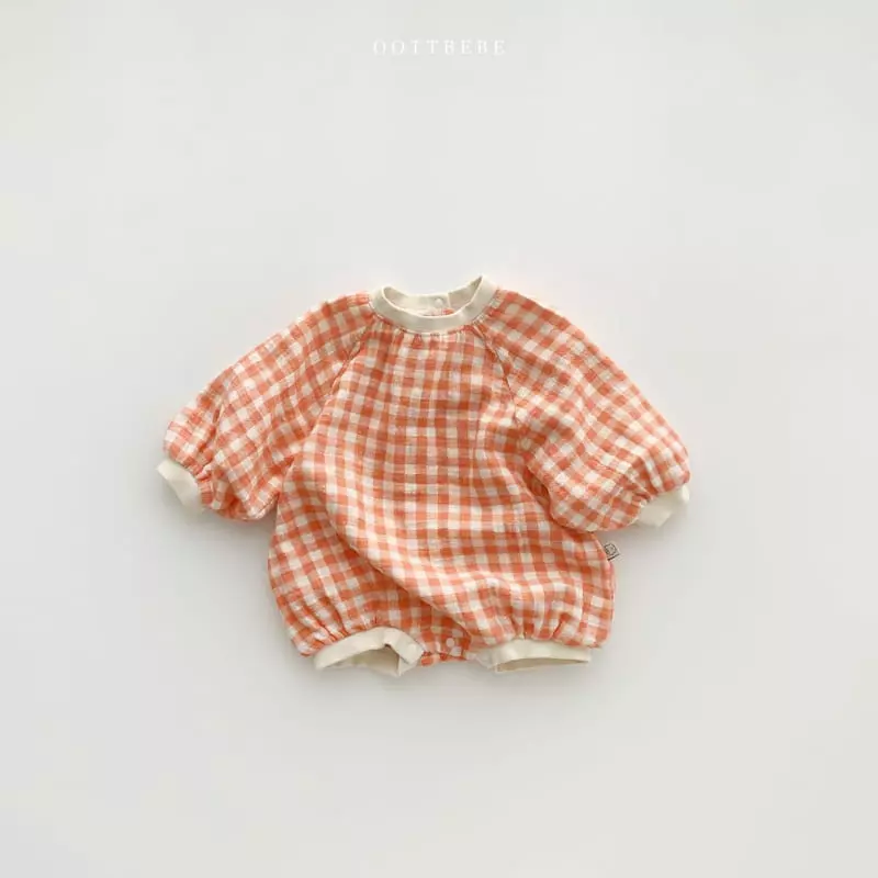 Oott Bebe - Korean Baby Fashion - #onlinebabyboutique - Check Slub Bodysuit - 2
