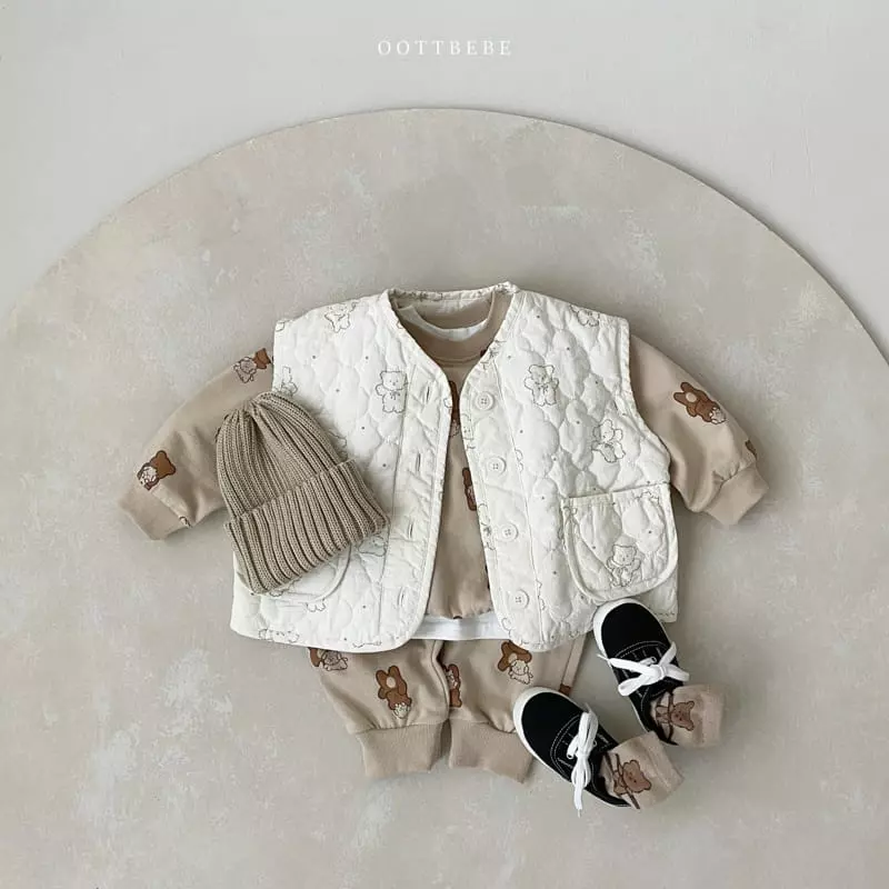 Oott Bebe - Korean Baby Fashion - #onlinebabyboutique - Oott Bear Top Bottom Set - 10