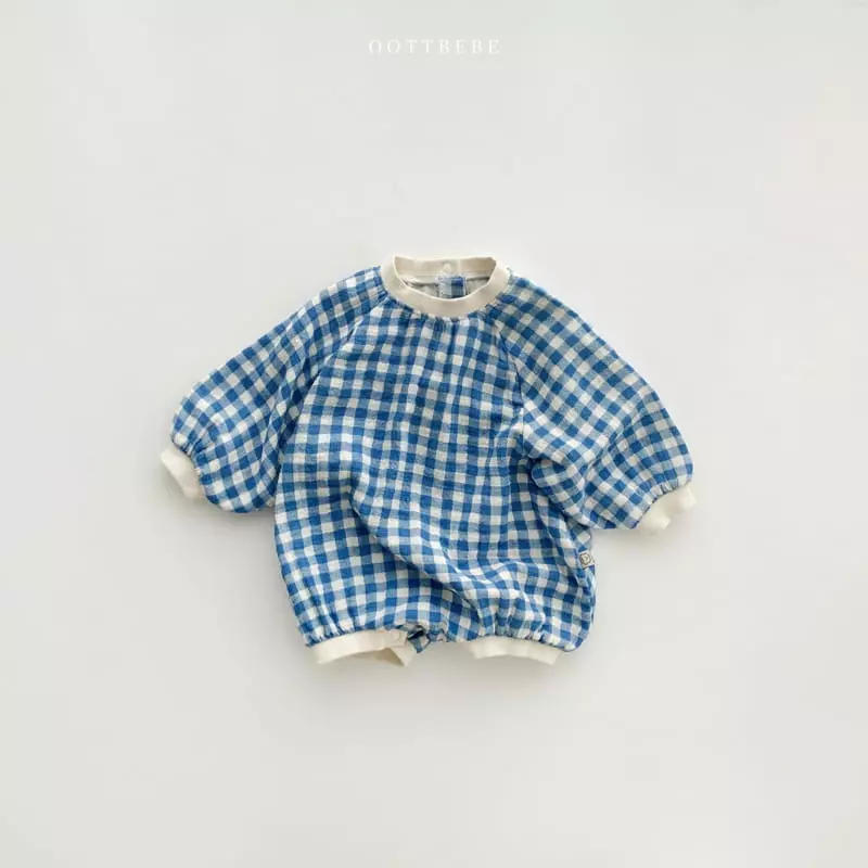 Oott Bebe - Korean Baby Fashion - #onlinebabyshop - Check Slub Bodysuit - 3