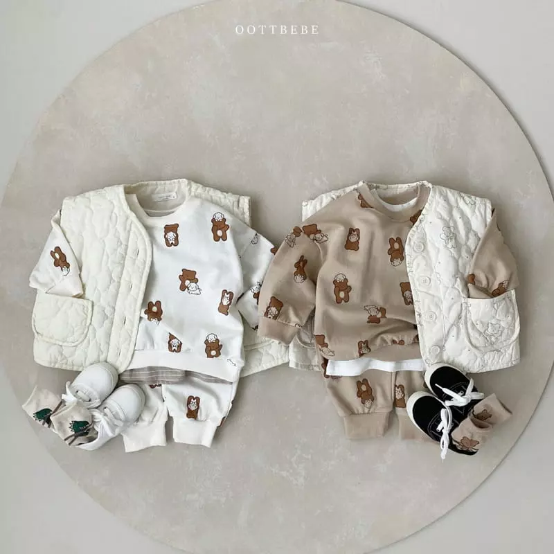Oott Bebe - Korean Baby Fashion - #onlinebabyshop - Oott Bear Top Bottom Set - 11