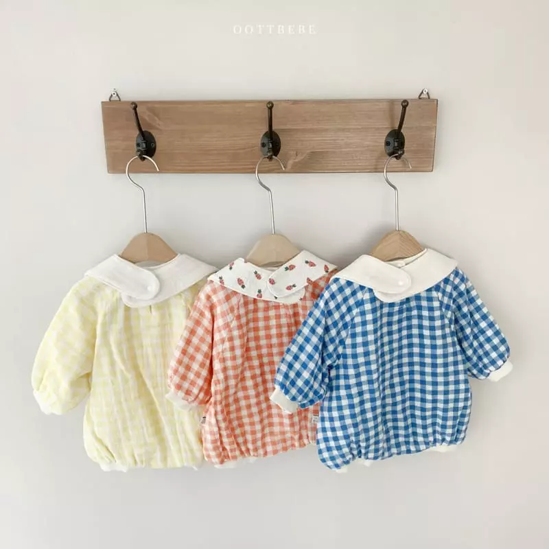 Oott Bebe - Korean Baby Fashion - #onlinebabyshop - Check Slub Bodysuit - 4