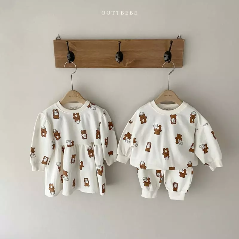 Oott Bebe - Korean Baby Fashion - #smilingbaby - Oott Bear Top Bottom Set - 12