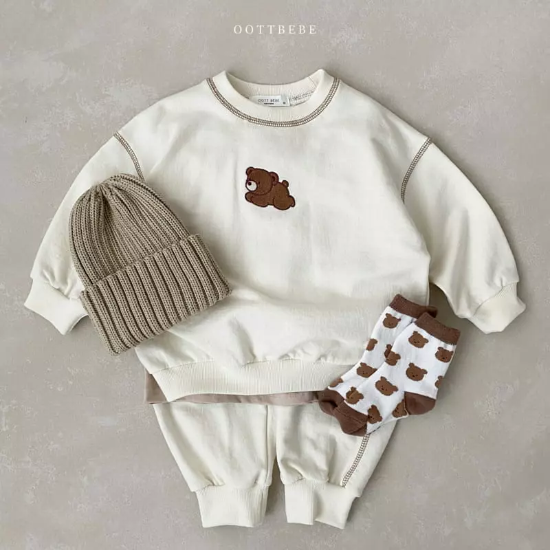 Oott Bebe - Korean Children Fashion - #Kfashion4kids - Hi Bear Top Bottom Set