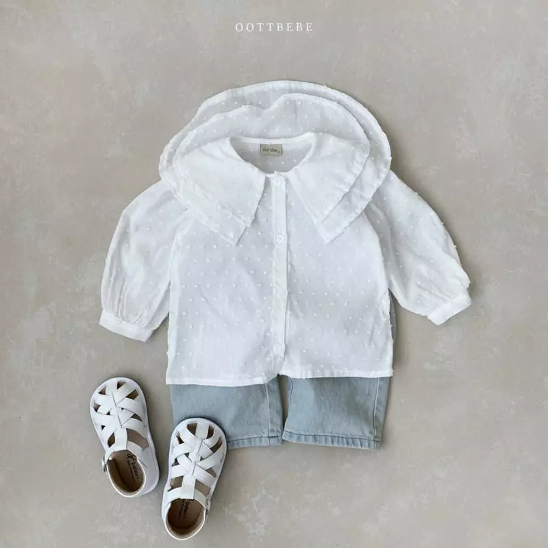 Oott Bebe - Korean Children Fashion - #childofig - Pom Pom Collar Blouse - 5