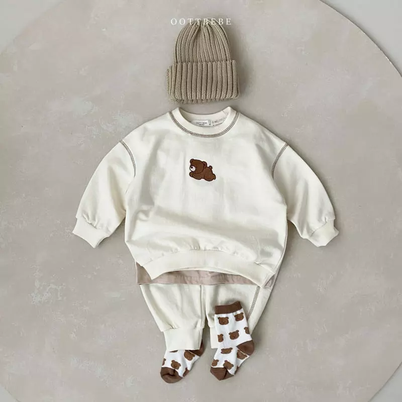 Oott Bebe - Korean Children Fashion - #childrensboutique - Hi Bear Top Bottom Set - 10