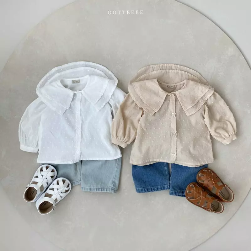 Oott Bebe - Korean Children Fashion - #designkidswear - Pom Pom Collar Blouse - 7