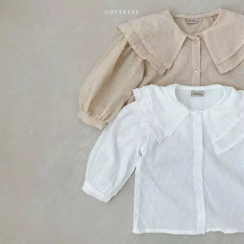 Oott Bebe - Korean Children Fashion - #discoveringself - Pom Pom Collar Blouse - 8