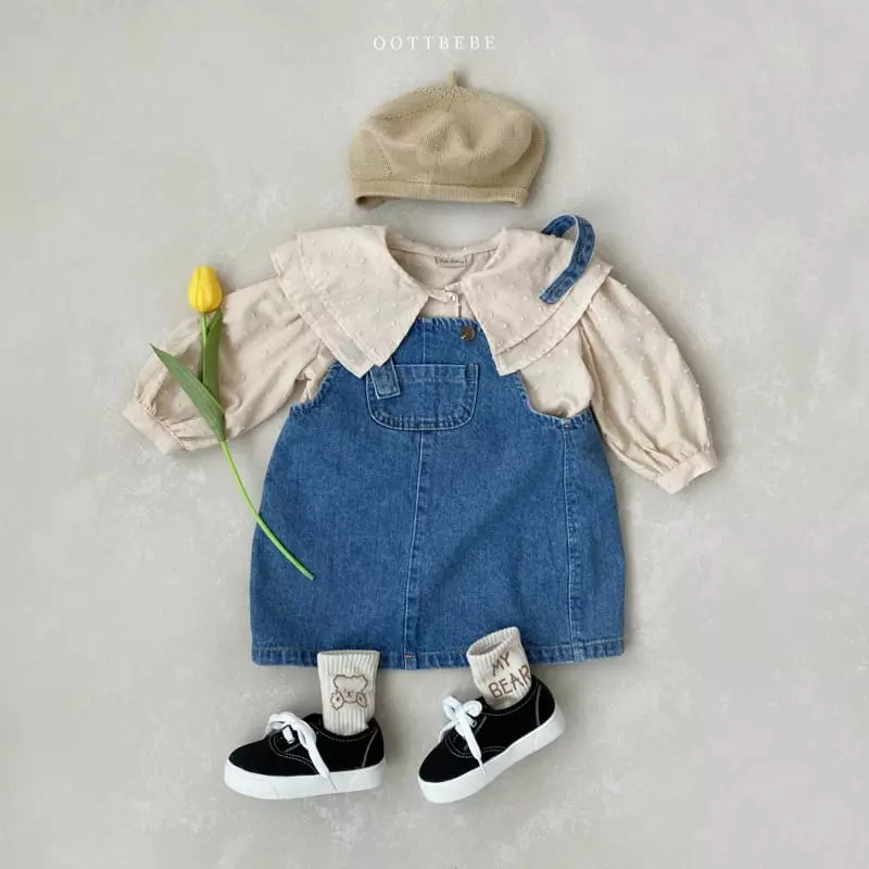 Oott Bebe - Korean Children Fashion - #kidsshorts - Pom Pom Collar Blouse - 10
