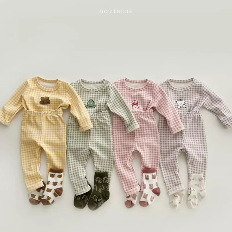 Oott Bebe - Korean Children Fashion - #kidsstore - Juju Check Easywear Set - 10