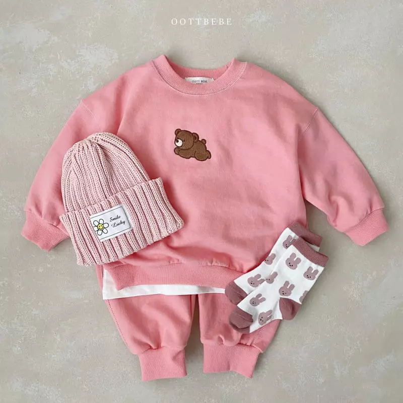 Oott Bebe - Korean Children Fashion - #littlefashionista - Hi Bear Top Bottom Set - 2