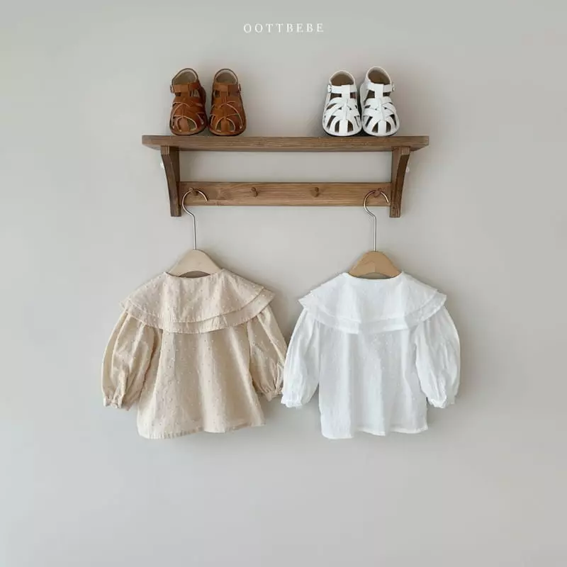 Oott Bebe - Korean Children Fashion - #prettylittlegirls - Pom Pom Collar Blouse