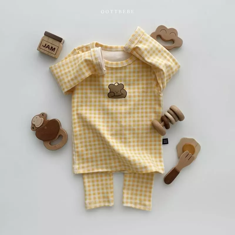 Oott Bebe - Korean Children Fashion - #todddlerfashion - Juju Check Easywear Set