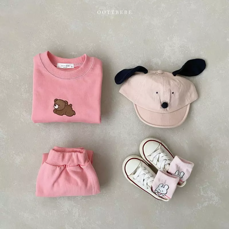 Oott Bebe - Korean Children Fashion - #toddlerclothing - Hi Bear Top Bottom Set - 7
