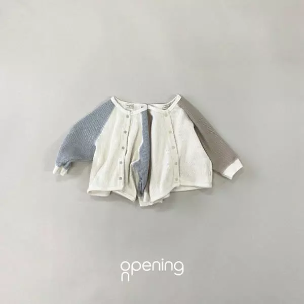 Opening & - Korean Children Fashion - #childrensboutique - Cream Waffle Cardigan - 6