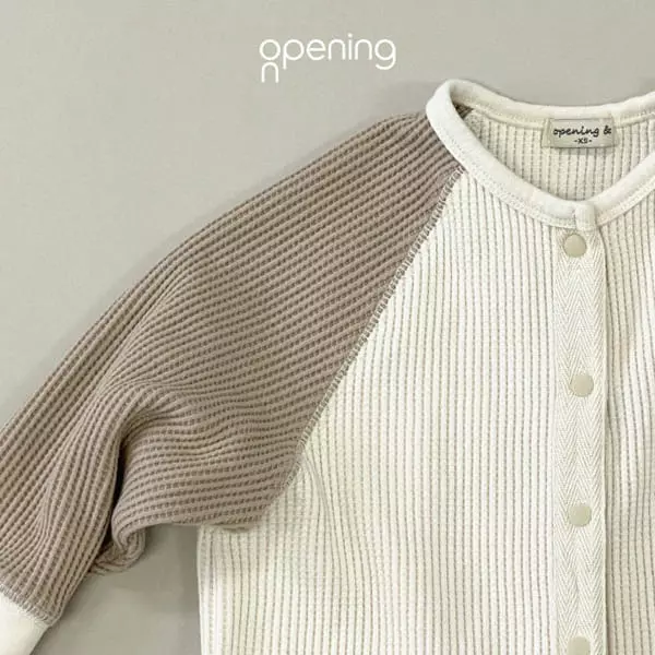 Opening & - Korean Children Fashion - #designkidswear - Cream Waffle Cardigan - 7
