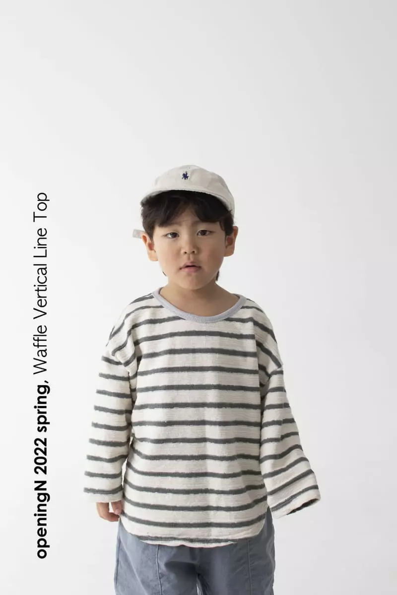 Opening & - Korean Children Fashion - #fashionkids - Waffle Stripes Tee - 3