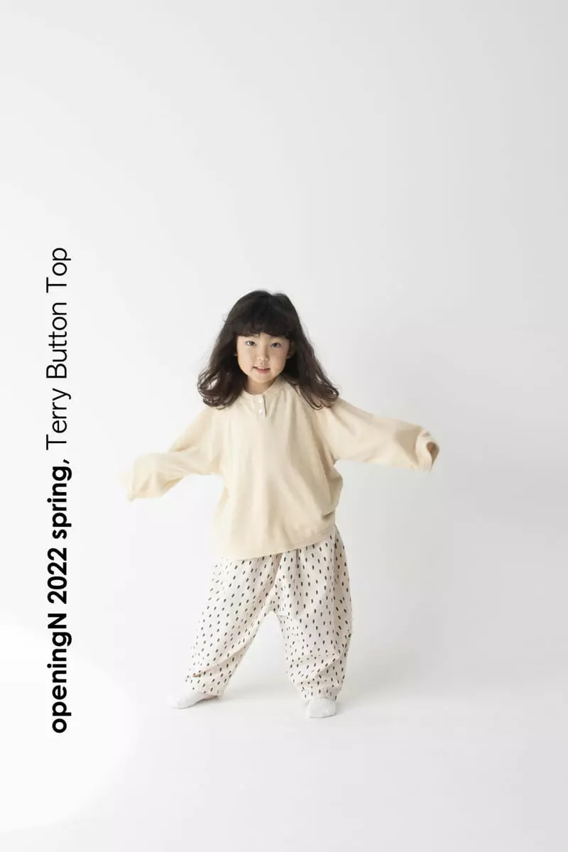 Opening & - Korean Children Fashion - #kidsstore - Terry Button Tee - 2