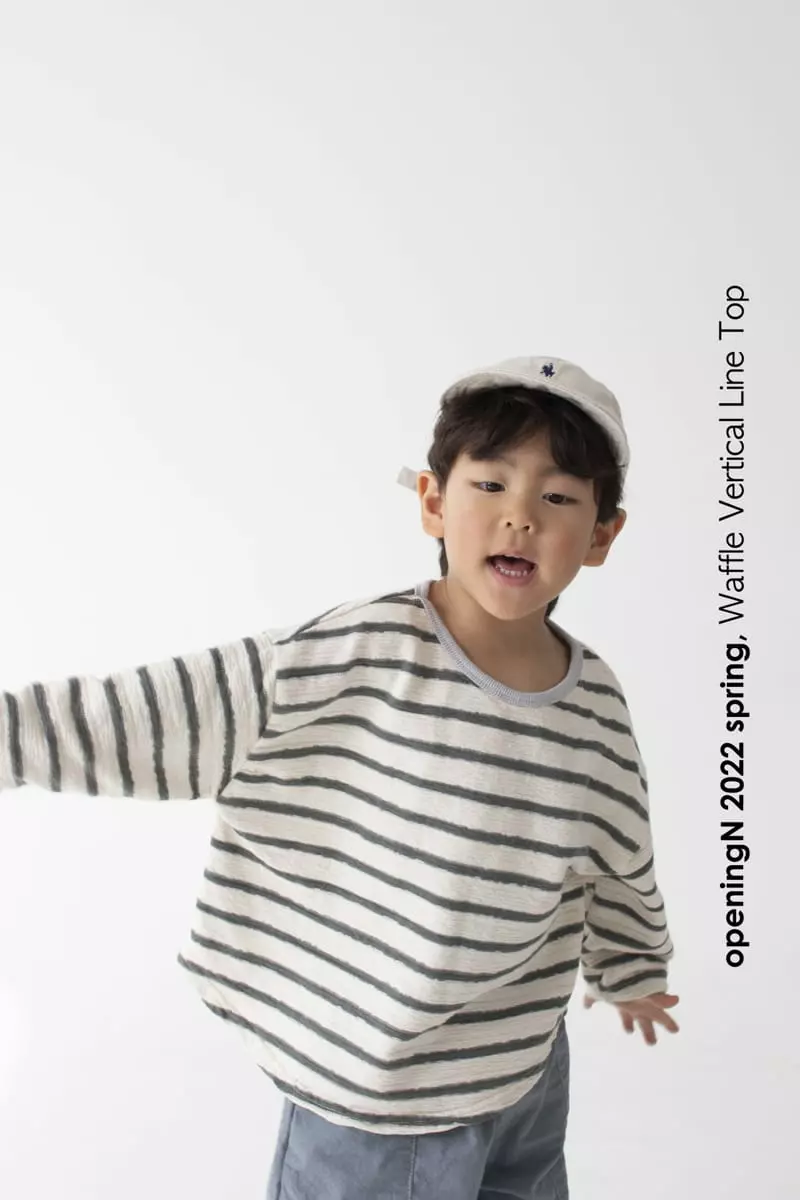 Opening & - Korean Children Fashion - #kidzfashiontrend - Waffle Stripes Tee - 6