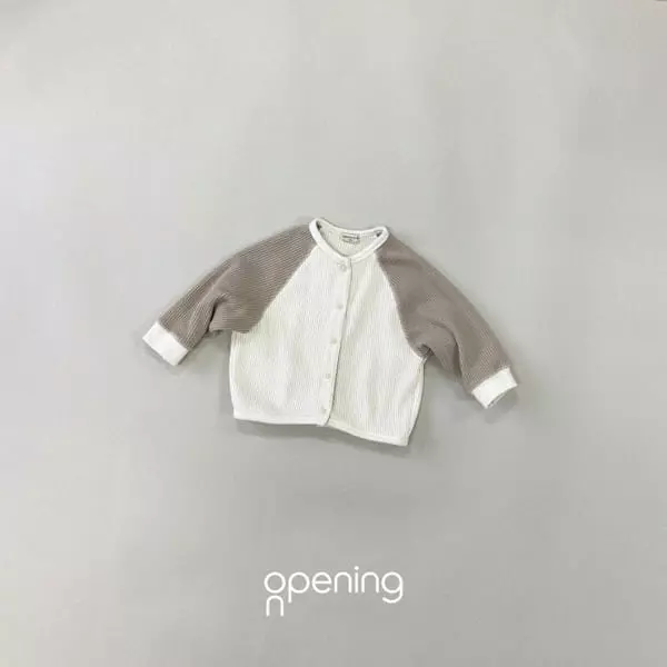 Opening & - Korean Children Fashion - #minifashionista - Cream Waffle Cardigan - 2