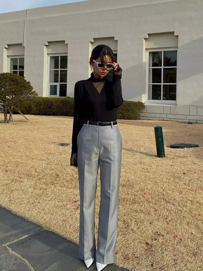 Ouppt - Korean Women Fashion - #momslook - Silver Pants - 3